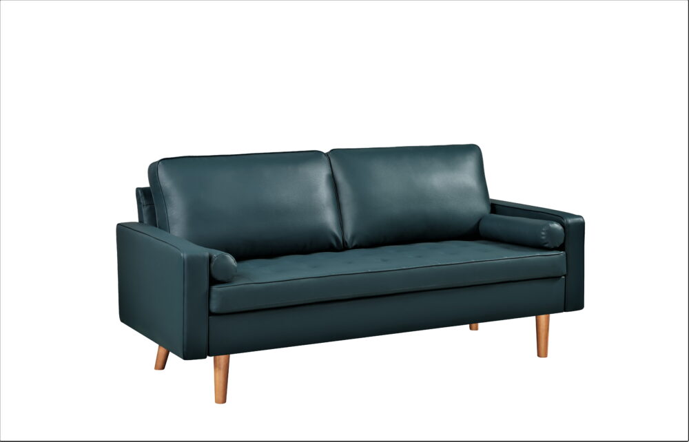 US PRIDE FURNITURE Partone 69.7'' Vegan Faux Leather Square Arm Sofa -Dark Ocean Blue - Image 4