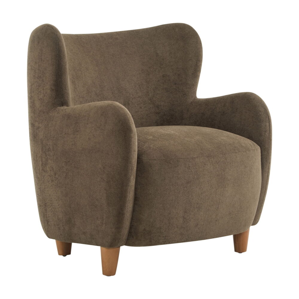 Christopher Knight Home Mid-Century Modern Velvet Wingback Accent Chair with Birch Legs, Brown - Image 2