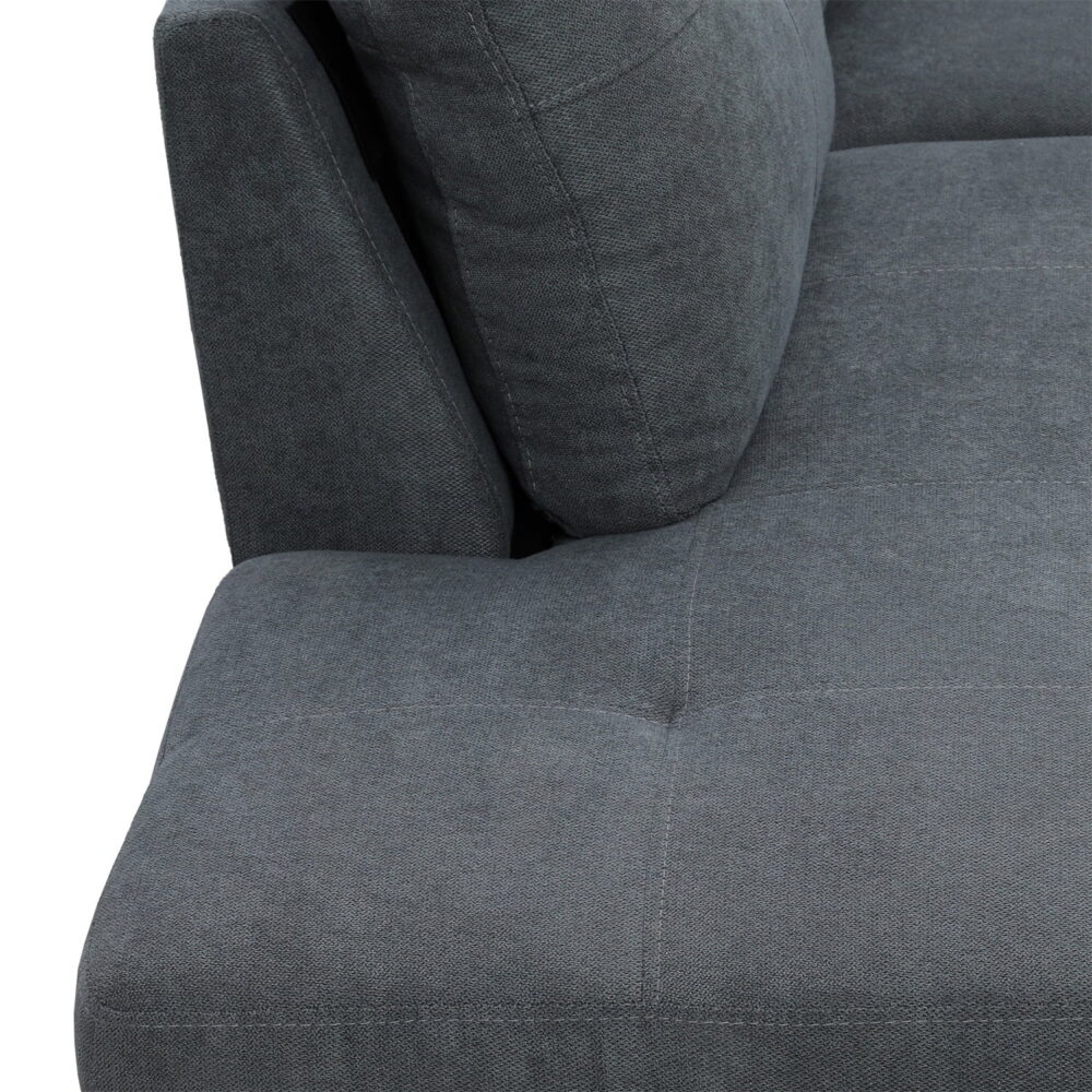 Hommoo Flannel Sectional Sofa Model Set, Modern 4-Seat Couches and Sofaes, L-Shaped Living Room Furniture Set, Dark Grey(No Ottomans) - Image 5