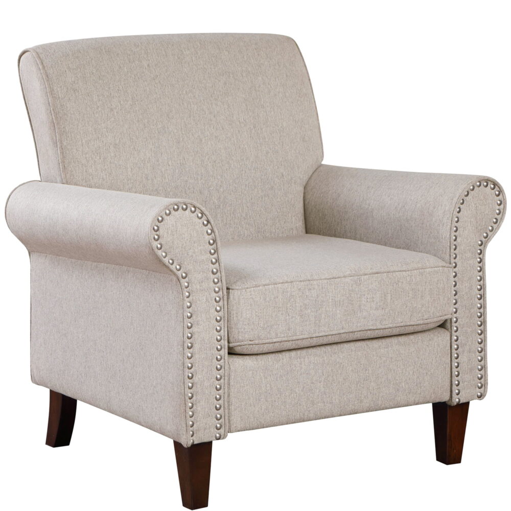 TrumanPick Mid-Century Accent Chair Single Sofa Reading Chairs Comfy Arm Chair Living Room Lounge Chiar, Beige - Image 2