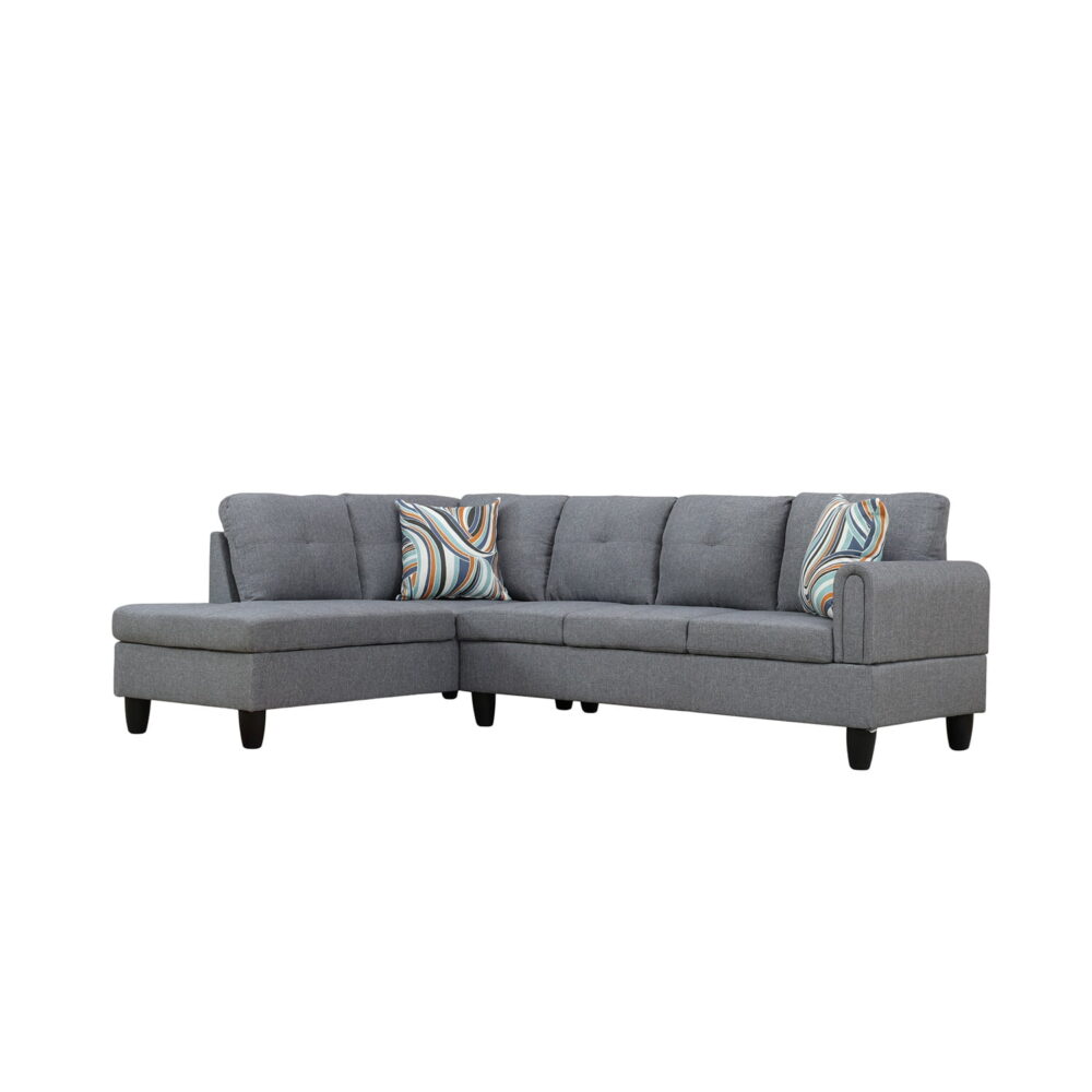 Hommoo Modern 4-seat Linen Living Room Furniture Sets Sectional Couches and Sofas, L Shaped Sectional Couch Sofa, Gray(No Ottoman) - Image 7