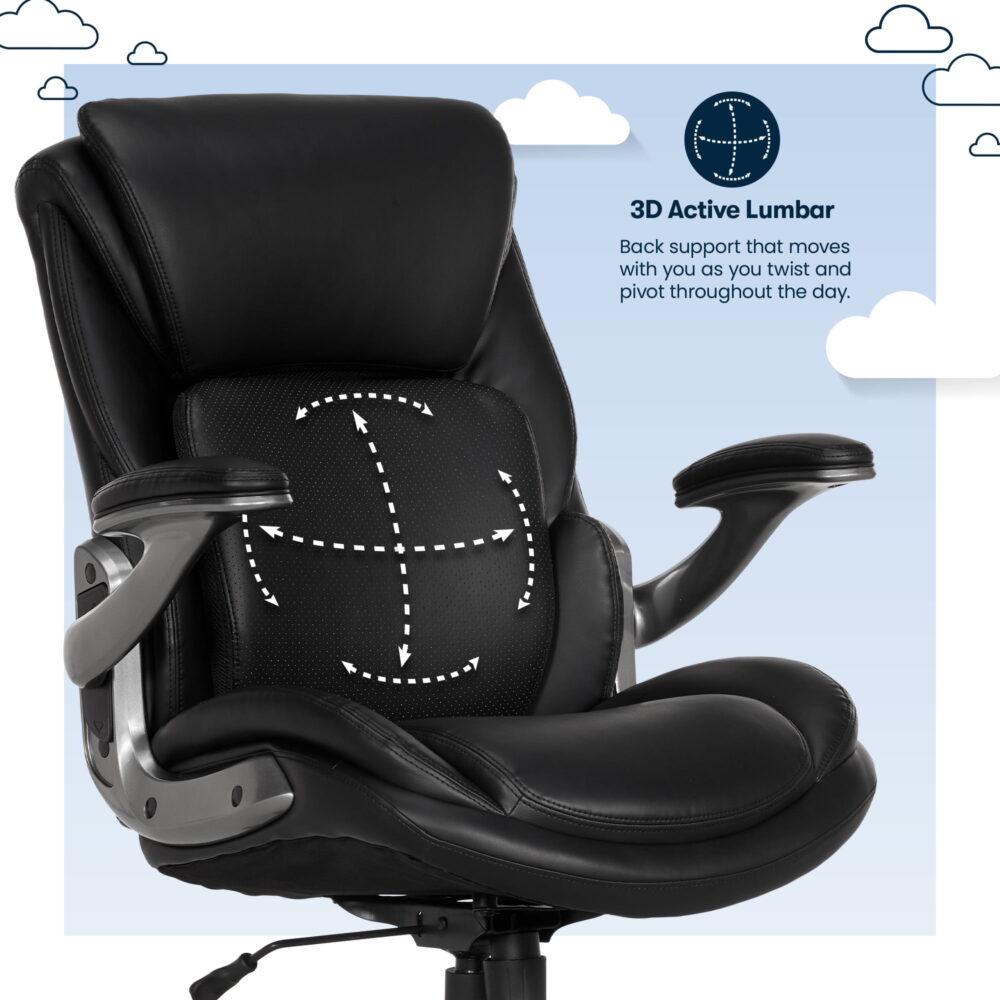 Serta Lumbar Support and Swivel Manager Desk Chair, Black - Image 5