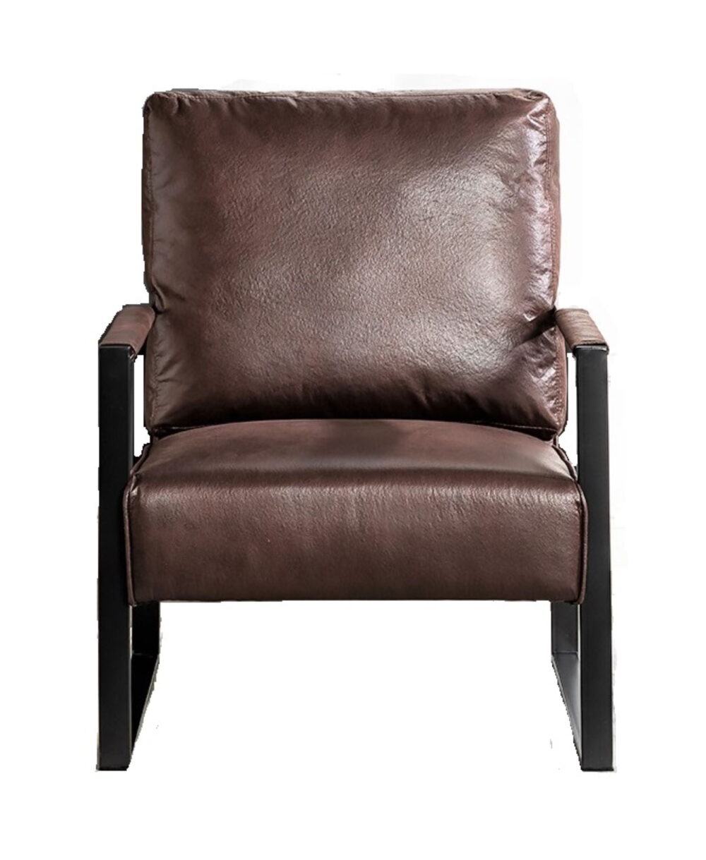 US Pride Furniture Hosam 25.4" PU/Microfiber Upholstery Metal Arms Chair Dark Brown - Image 6