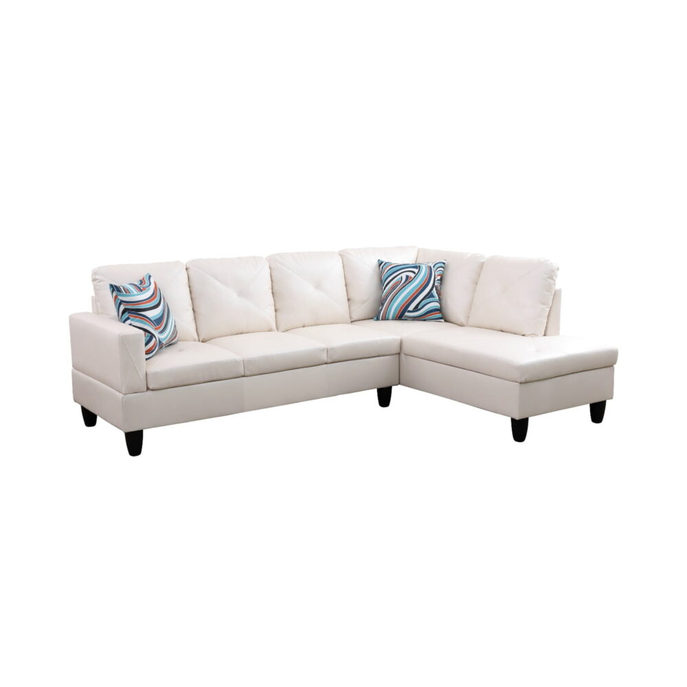 Hommoo Faux Leather Sectional Sofa, 4-Seat L-Shaped Couch, Modern Indoor Living Room Furniture, Apartment, Office, White(Without Ottoman) - Image 2