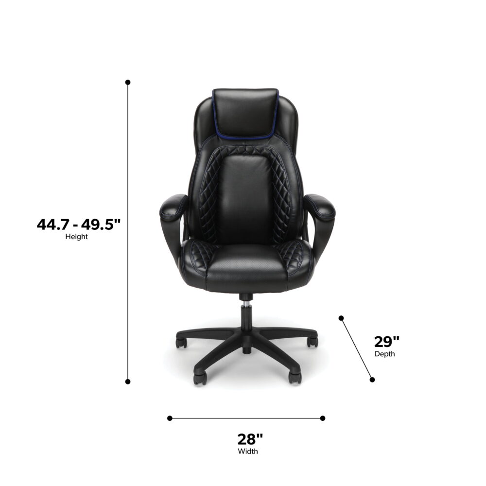 OFM High Back & Lumbar Support Swivel Gaming Chair, Black - Image 4