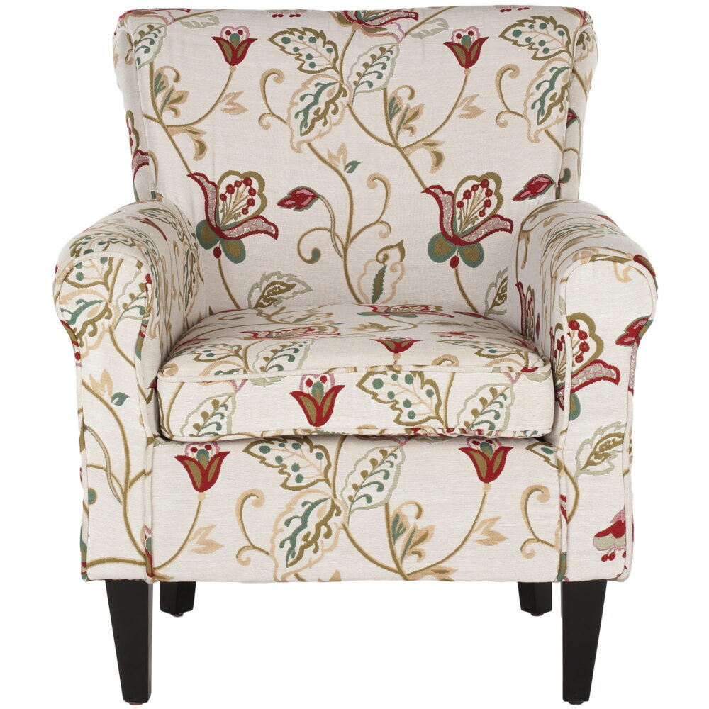 SAFAVIEH Hazina Contemporary Floral Fully Upholstered Club Chair, Red/White - Image 3