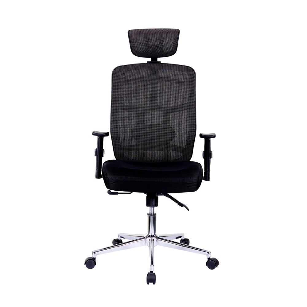 Techni Mobili High-Back Executive Fabric Mesh Office Chair with Arms in Black RTA-1010-BK - Image 5