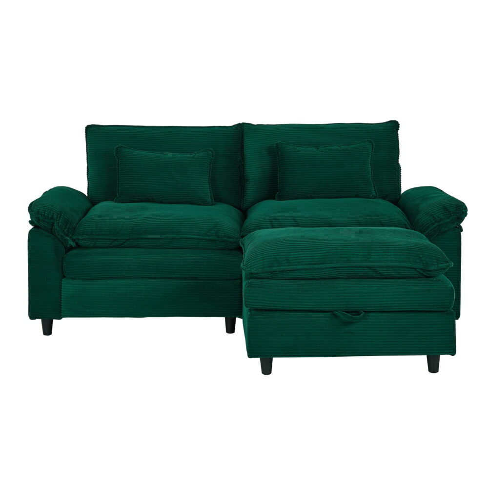 Gewnee Sectional Sofa with Chaise Storage Ottoman, Small L Shaped Free Combination Corduroy Couch Furniture Sets for Living Room - Image 3