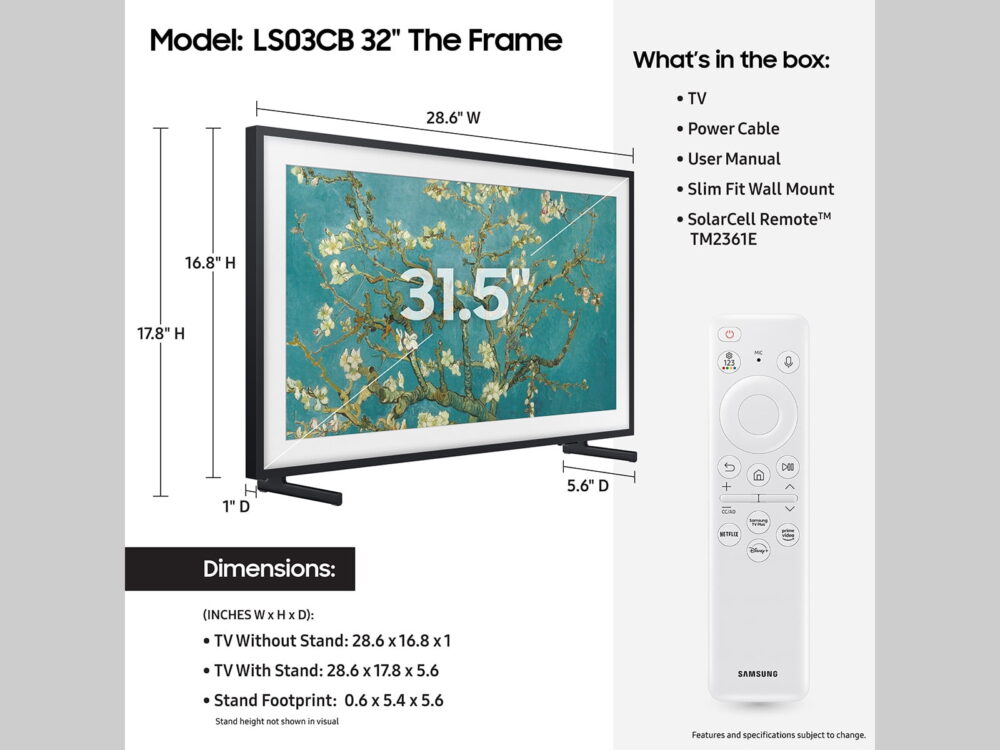 SAMSUNG 32" Class LS03B The Frame QLED HDR Smart TV - QN32LS03CBFXZA - Image 6