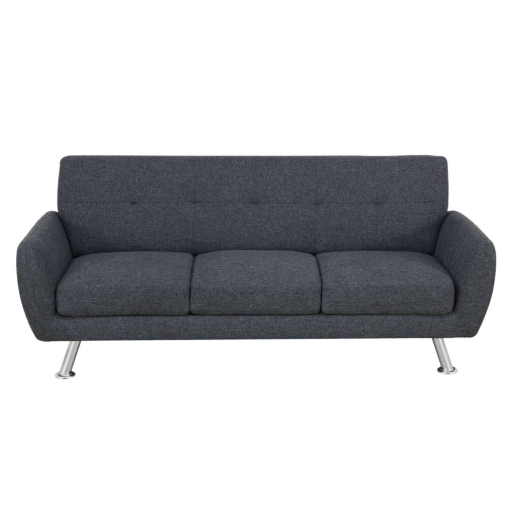 Mid Century Modern Sofa Couch 3 Seater Couches Chair with Metal Leg for Living Room Furniture, Black Grey - Image 5
