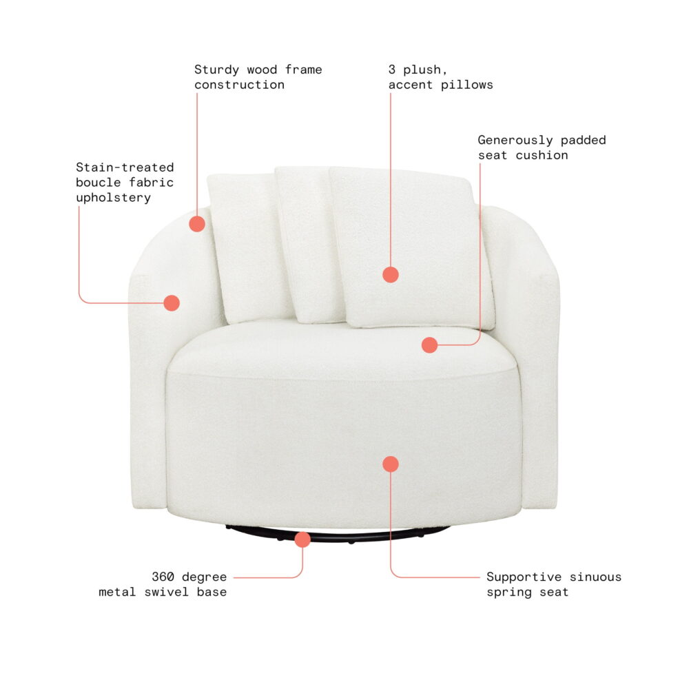 Beautiful Drew Accent Chair by Drew Barrymore, Cream Boucle - Image 5
