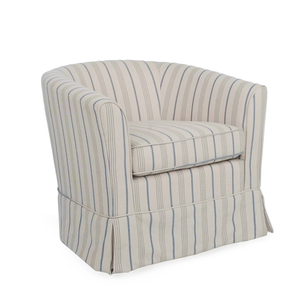 Noble House Glouster Modern Swivel Club Chair, White/Blue Stripe - Image 2