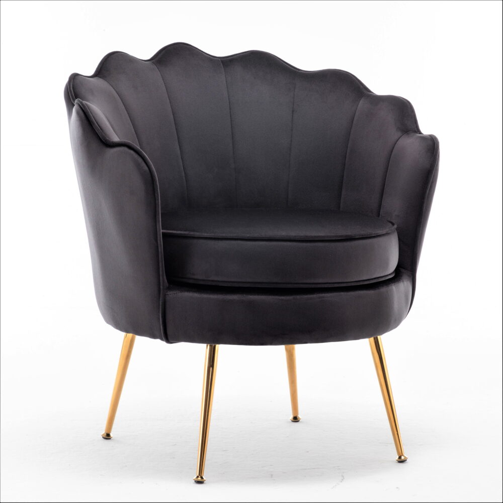 US Pride Furniture Cavett 28.3" Wide Velvet Barrel Chair with Gold Metal Legs Orange - Image 2