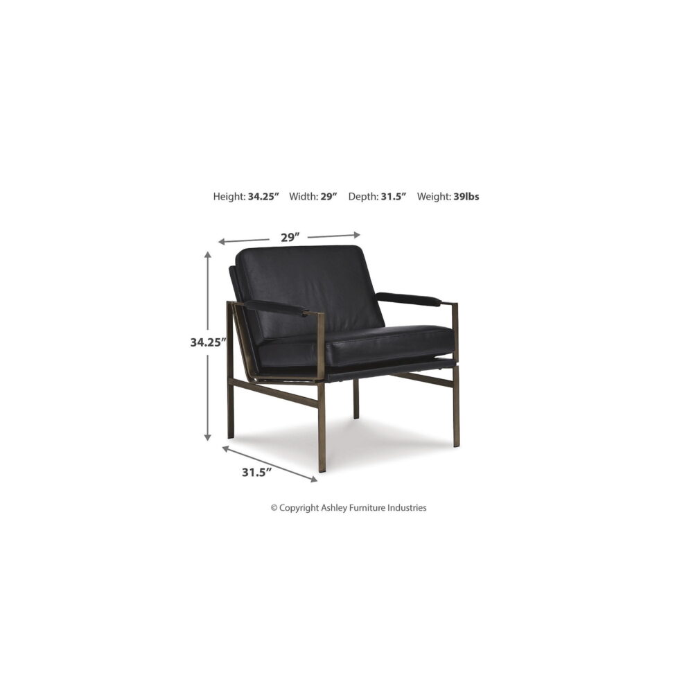 Signature Design by Ashley Puckman Mid-Century Modern Black Leather Accent Chair - Image 4