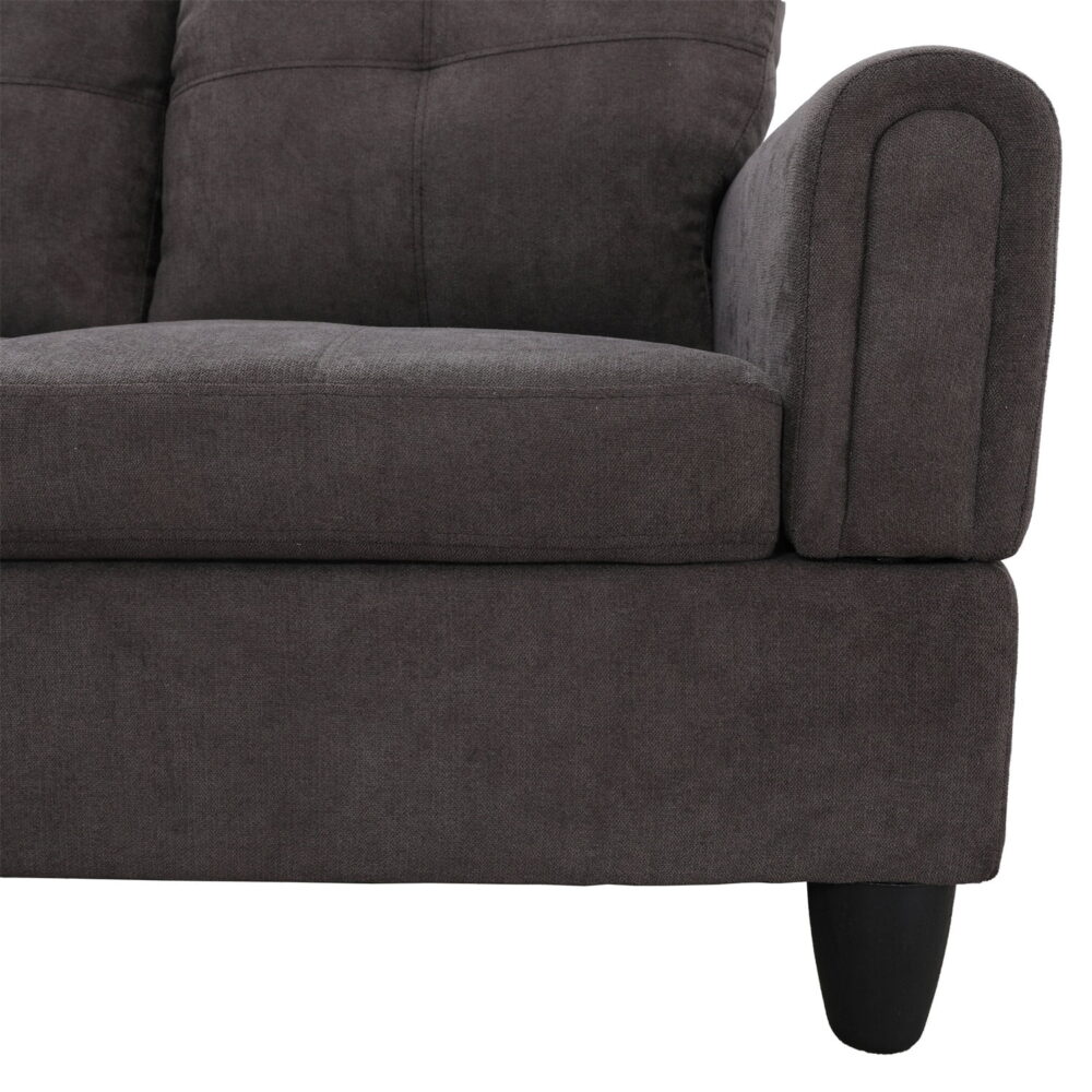 Hommoo Sofa Set,Flannel Living Room Sofa Set,L-Shaped Sectional Sofa,2-Piece Couch Living Room,Dark Brown - Image 6