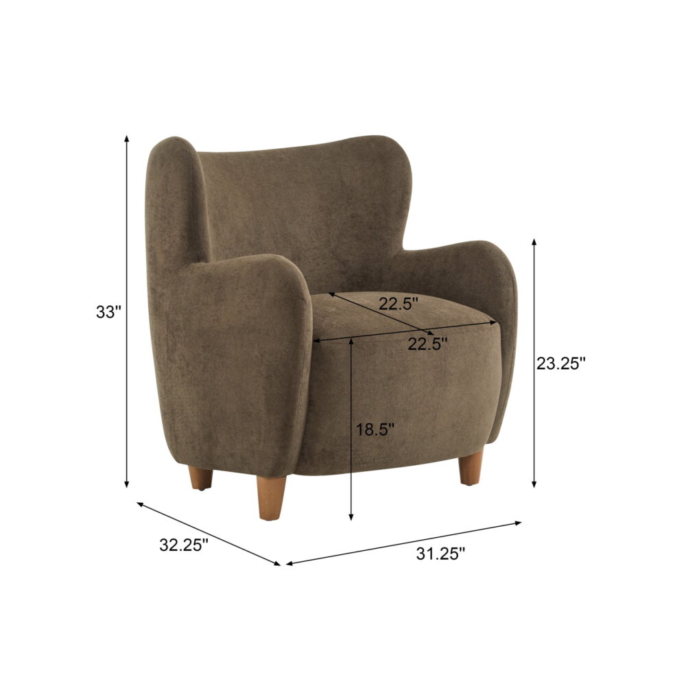 Christopher Knight Home Mid-Century Modern Velvet Wingback Accent Chair with Birch Legs, Brown - Image 3