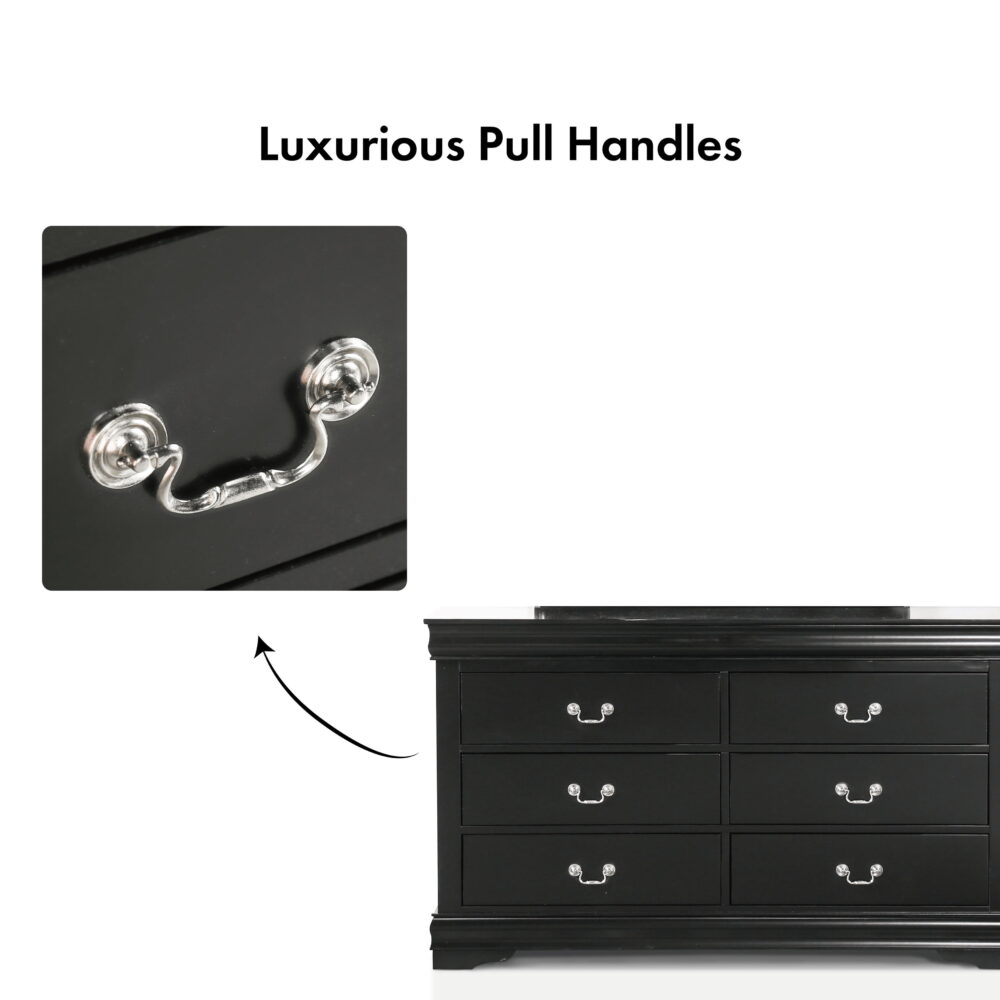 Furniture of America Vrai 6-Drawer Solid Wood Black Dresser - Image 7