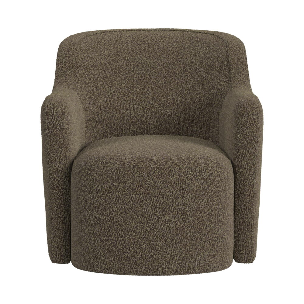 HomePop Upholstered Swivel Accent Chair, Dark Brown Boucle - Image 4