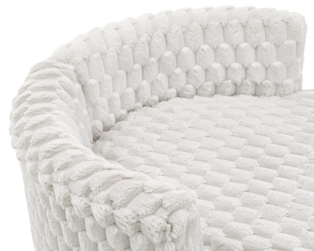 Roundhill Furniture Malna Plush 3D Upholstered Barrel Accent Chair with Wheels, Off-white - Image 6