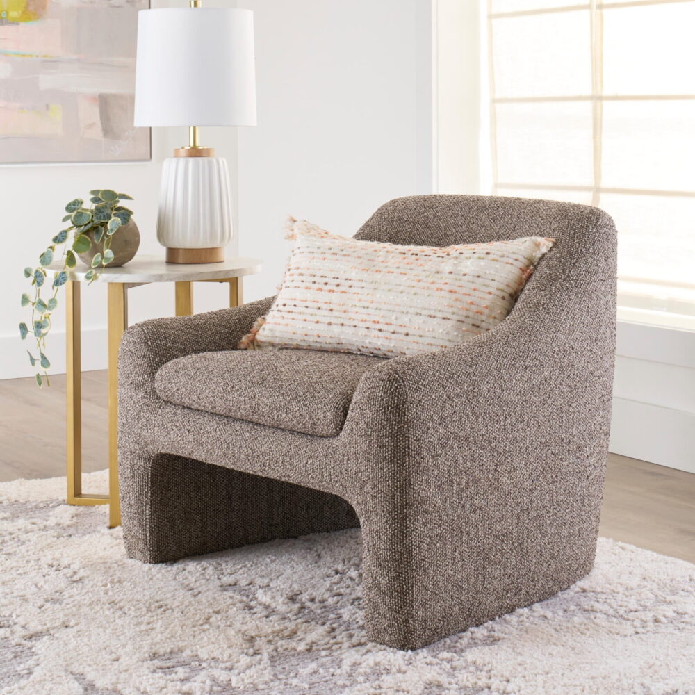 Better Homes & Gardens Emerson Curvy Accent Chair, Truffle Brown Boucle - Image 2