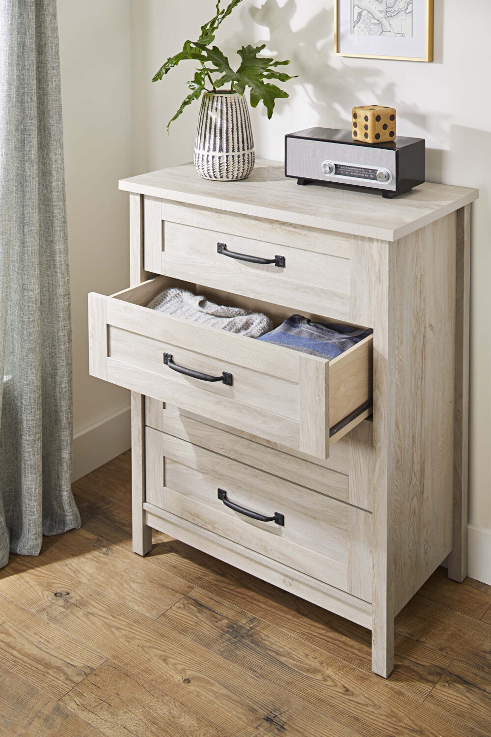 Better Homes & Gardens Modern Farmhouse 4-Drawer Dresser, Rustic White Finish - Image 3