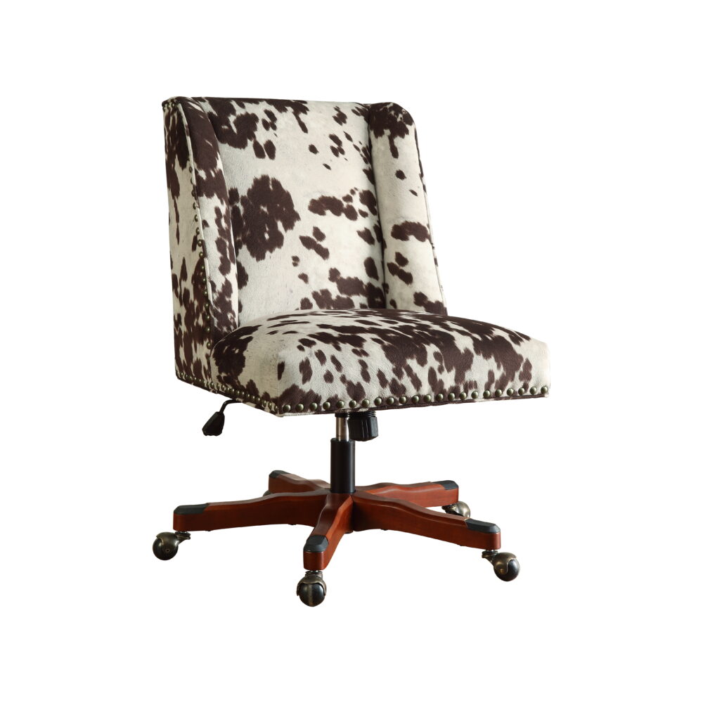 Linon Draper Office Chair, Cowhide Print, Multiple Color & Base Options - Image 4