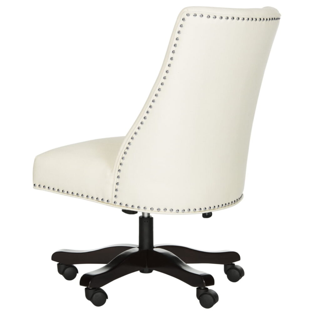SAFAVIEH Scarlet Upholstered Cushioned Desk Chair with Caster, Cream - Image 5