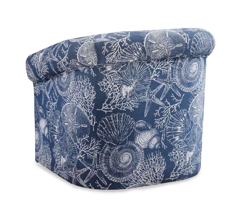 Grandee Club Chair with Swivel, Ocean Blue and White Coastal Pattern - Image 6