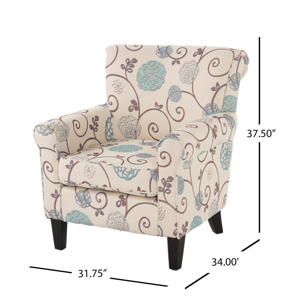 Desert Fields Hannah Fabric Club Chair, Blue and Beige - Image 3