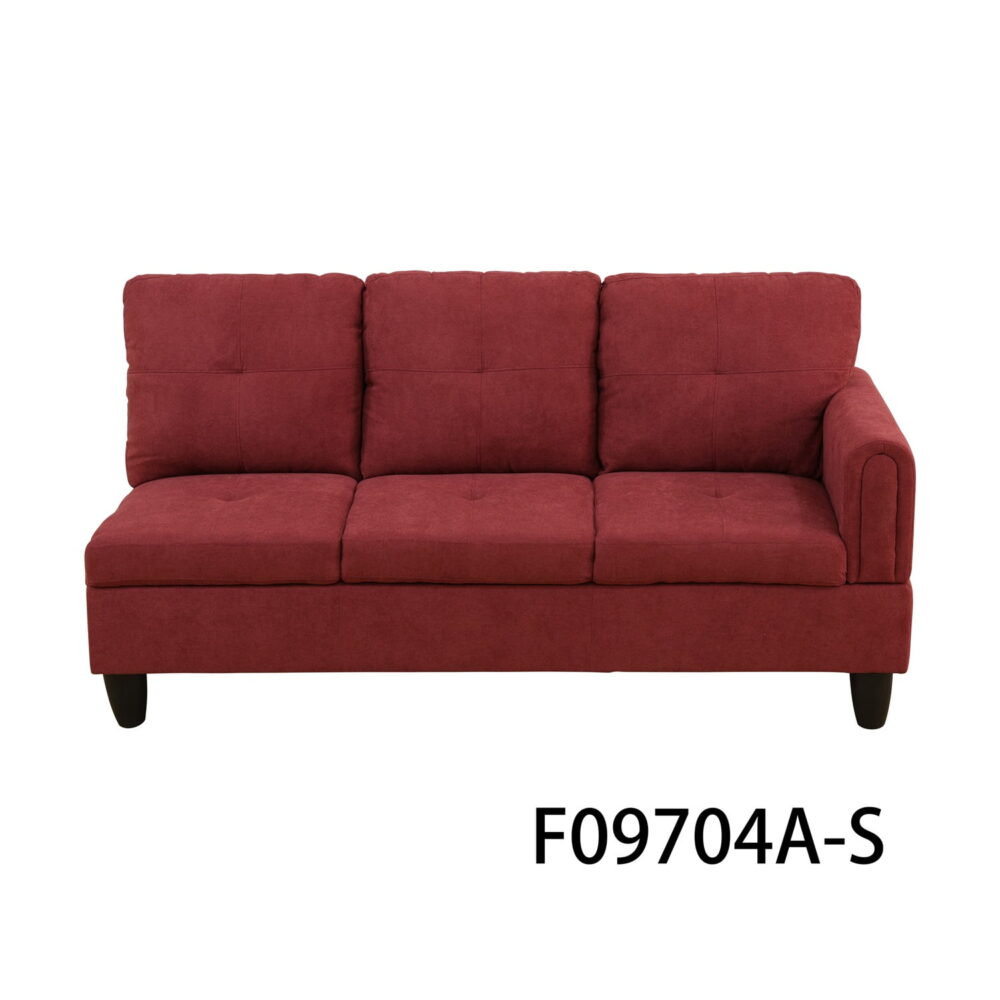 Hommoo L Shaped Couch Set Sectional Sofa Set, Flannel Living Room Furniture Sets, 4-Seat Couches and Sofa Set for Home, Apartment, Dorm, Red(No Ottoman) - Image 4
