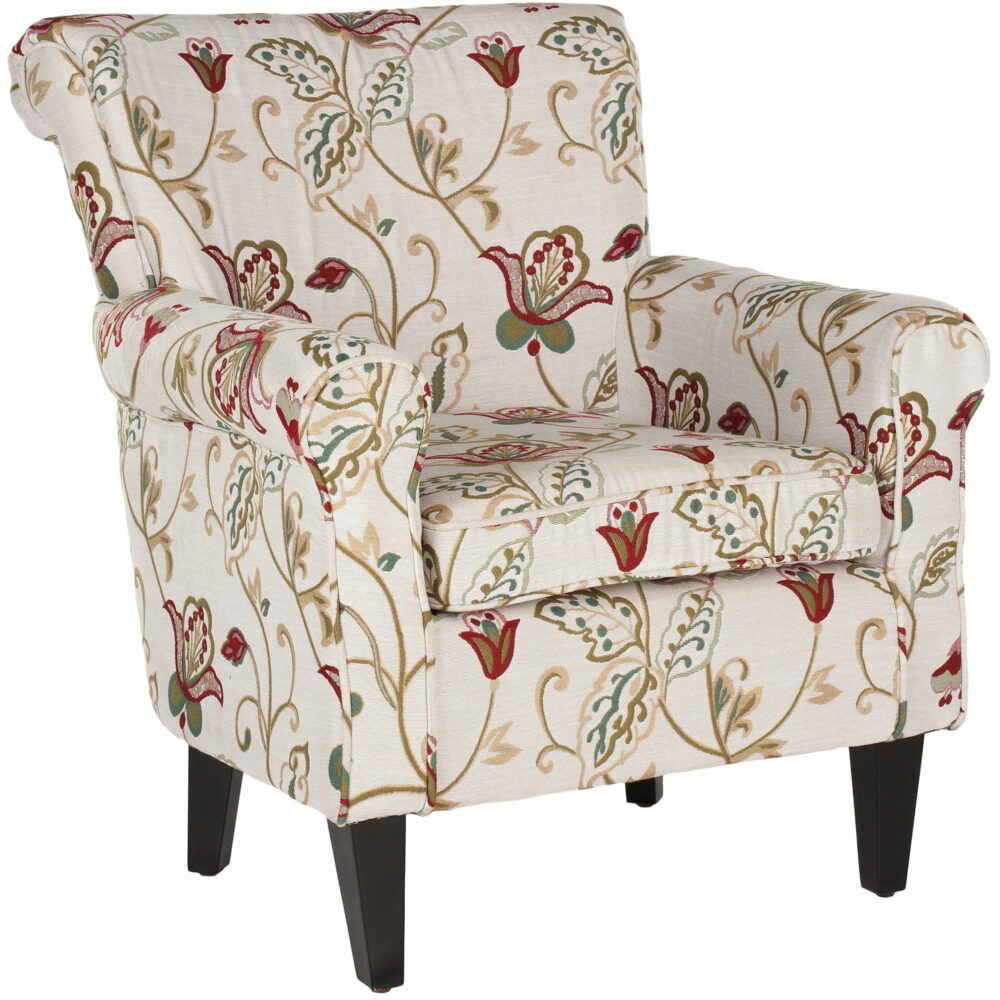 SAFAVIEH Hazina Contemporary Floral Fully Upholstered Club Chair, Red/White - Image 4