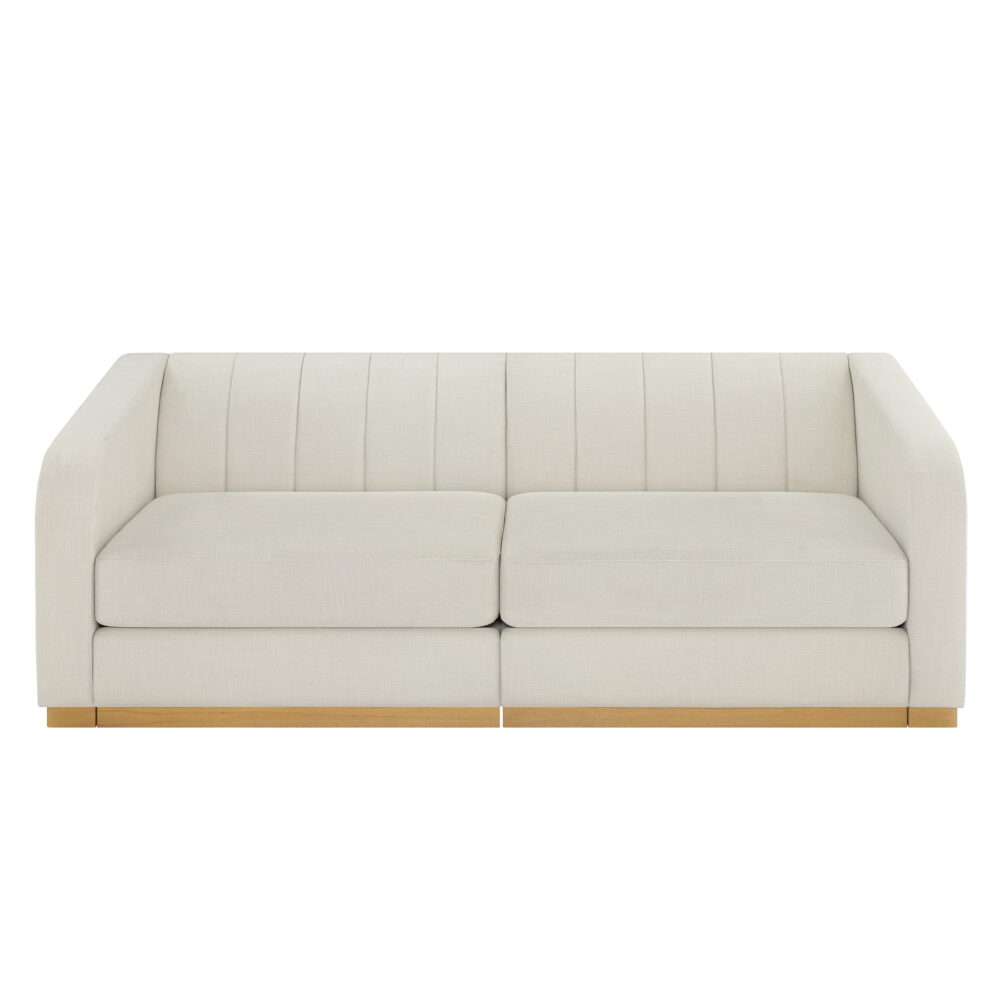 Better Homes & Gardens Lillian Channel Tufted Sofa 83.5" Cream Linen - Image 7
