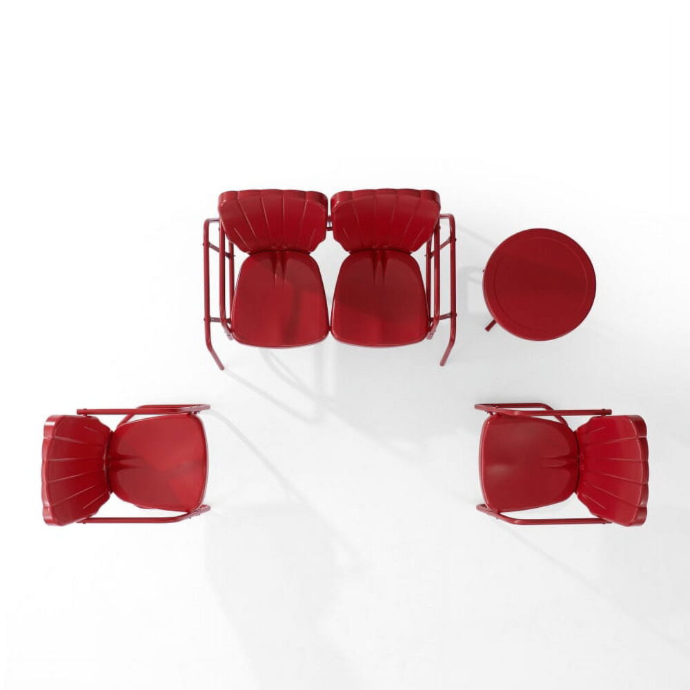 Crosley Furniture Ridgeland 4-piece Metal Outdoor Conversation Set in Red - Image 2