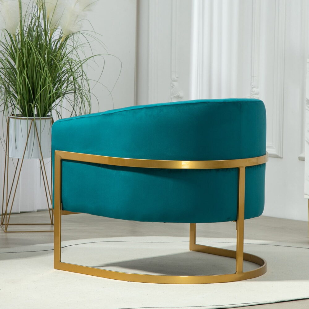US Pride Furniture Modern Accent Armchair Luxury Gold Frame and Multi-colored Velvet Material Infuse Elegant Flair Greenish Blue - Image 5
