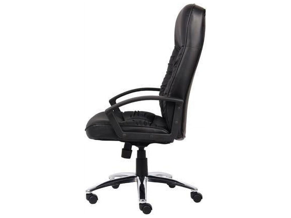 Boss Office Products High Back LeatherPlus Executive Chair with Chrome Base and Casters, Black - Image 4