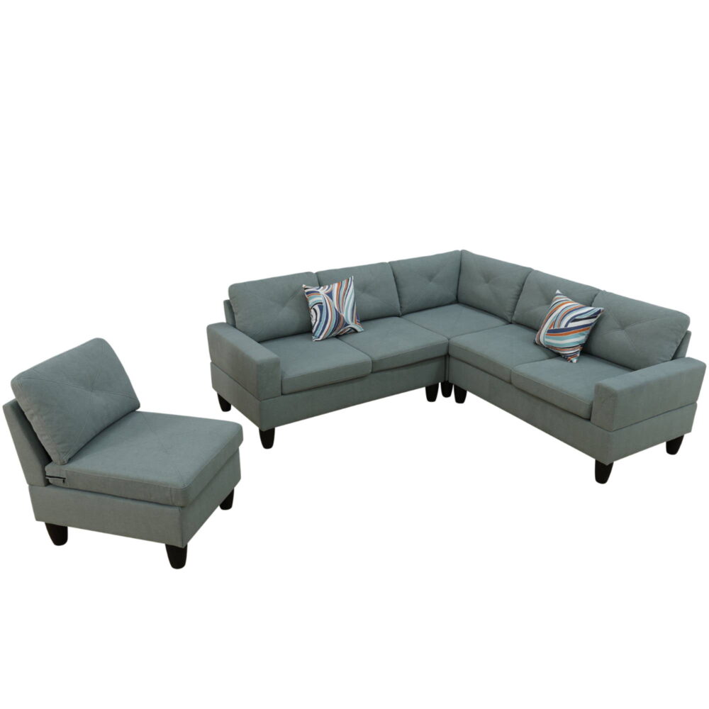 L Shaped Sofa Couch U Shaped Sectional Corner Sofa 6-Seater Furniture Modular Couches for Living room, Dendrobium Green - Image 7