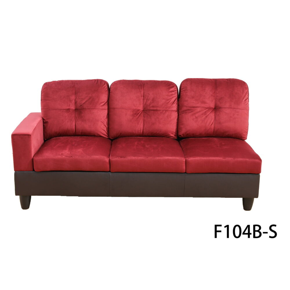 Hommoo Flannel and PVC Living Room Furniture Sets, L Shaped Couches and Sofas, Modern Sectional Sofa for Home & Office, Red(No Ottomans) - Image 5