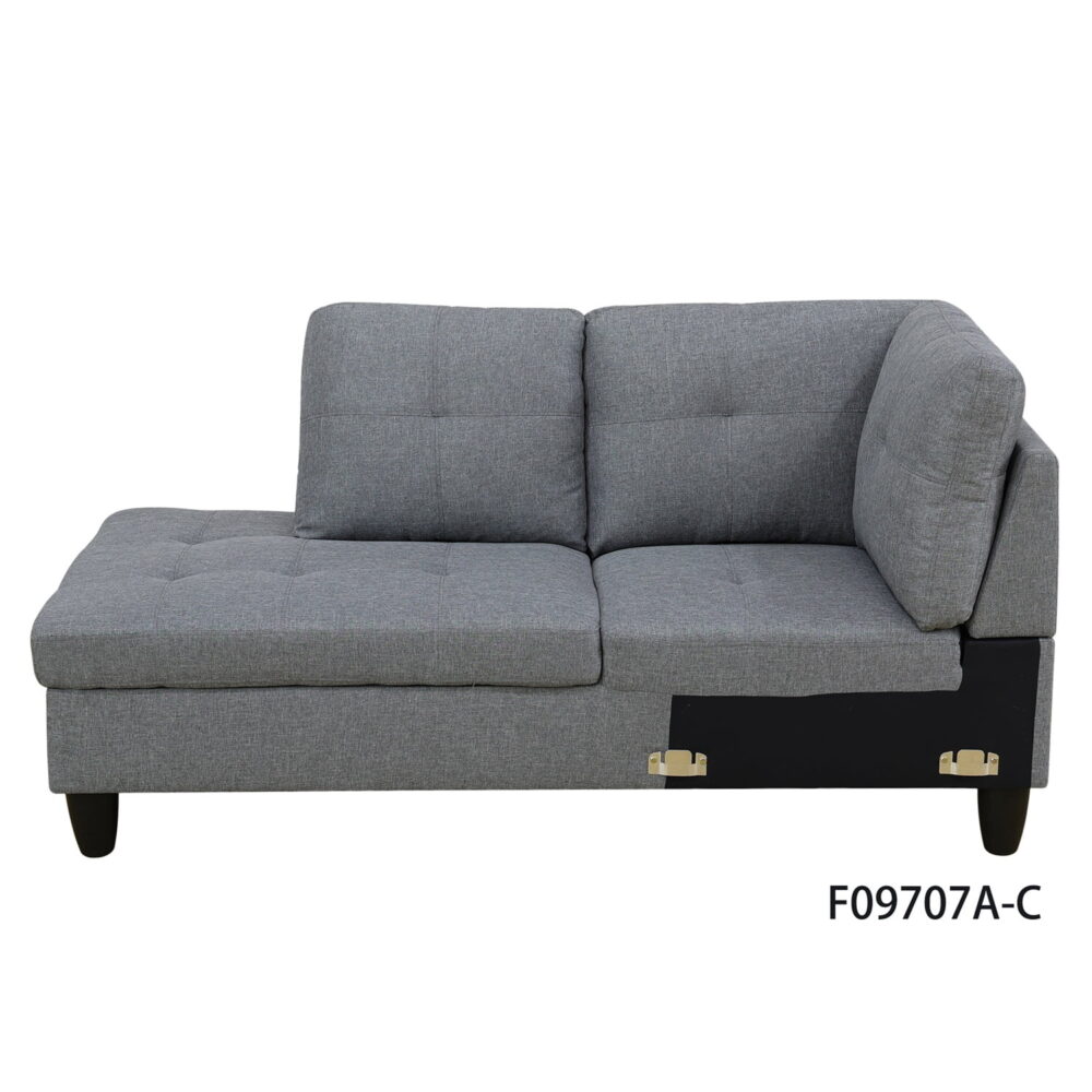 Hommoo Modern 4-seat Linen Living Room Furniture Sets Sectional Couches and Sofas, L Shaped Sectional Couch Sofa, Gray(No Ottoman) - Image 3