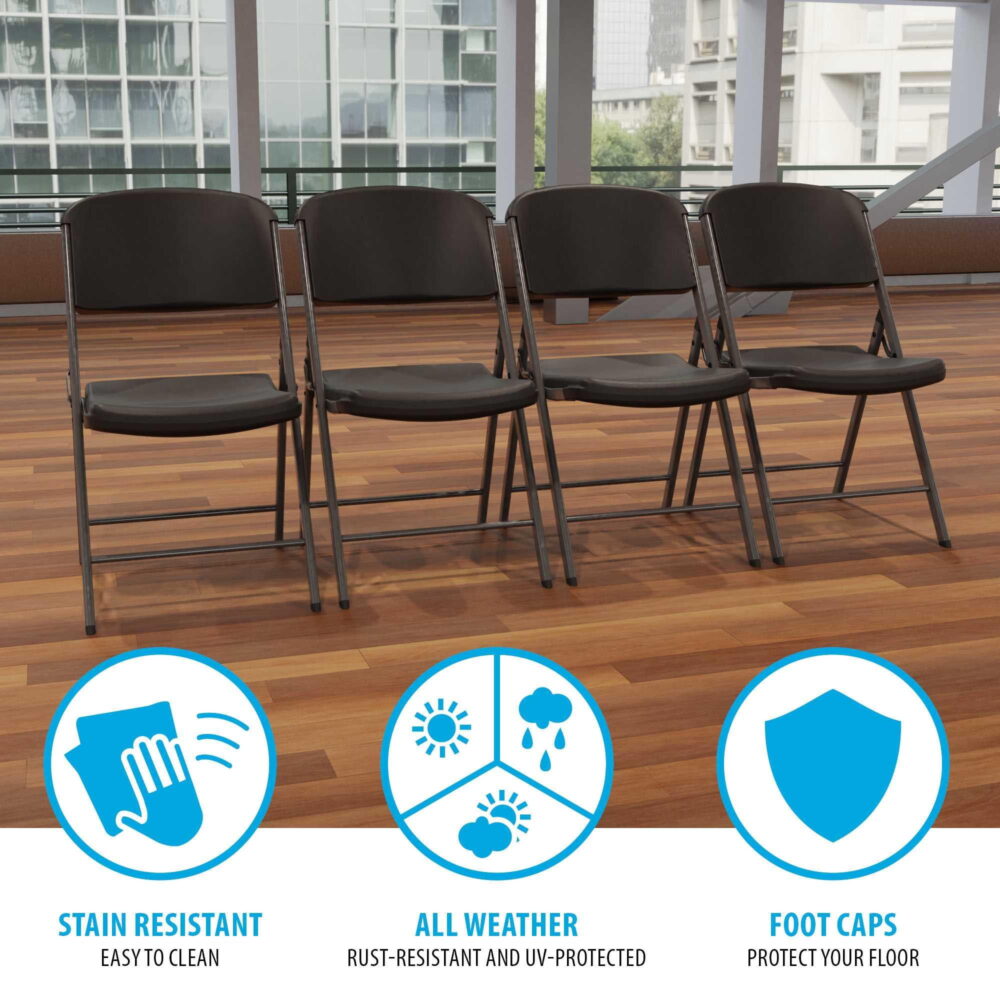 Lifetime Folding Chair, Indoor/Outdoor Commercial, Adult, Black, 4 Pack (80187) - Image 5