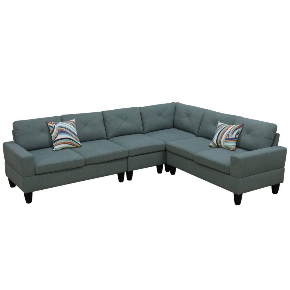 L Shaped Sofa Couch U Shaped Sectional Corner Sofa 6-Seater Furniture Modular Couches for Living room, Dendrobium Green - Image 6