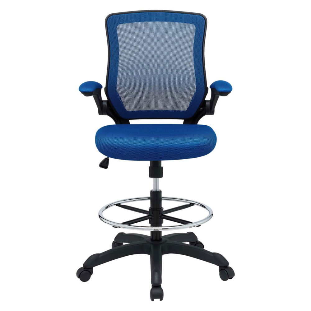 Modway Veer Modern Mesh Fabric & Metal Drafting Chair in Blue - Image 2