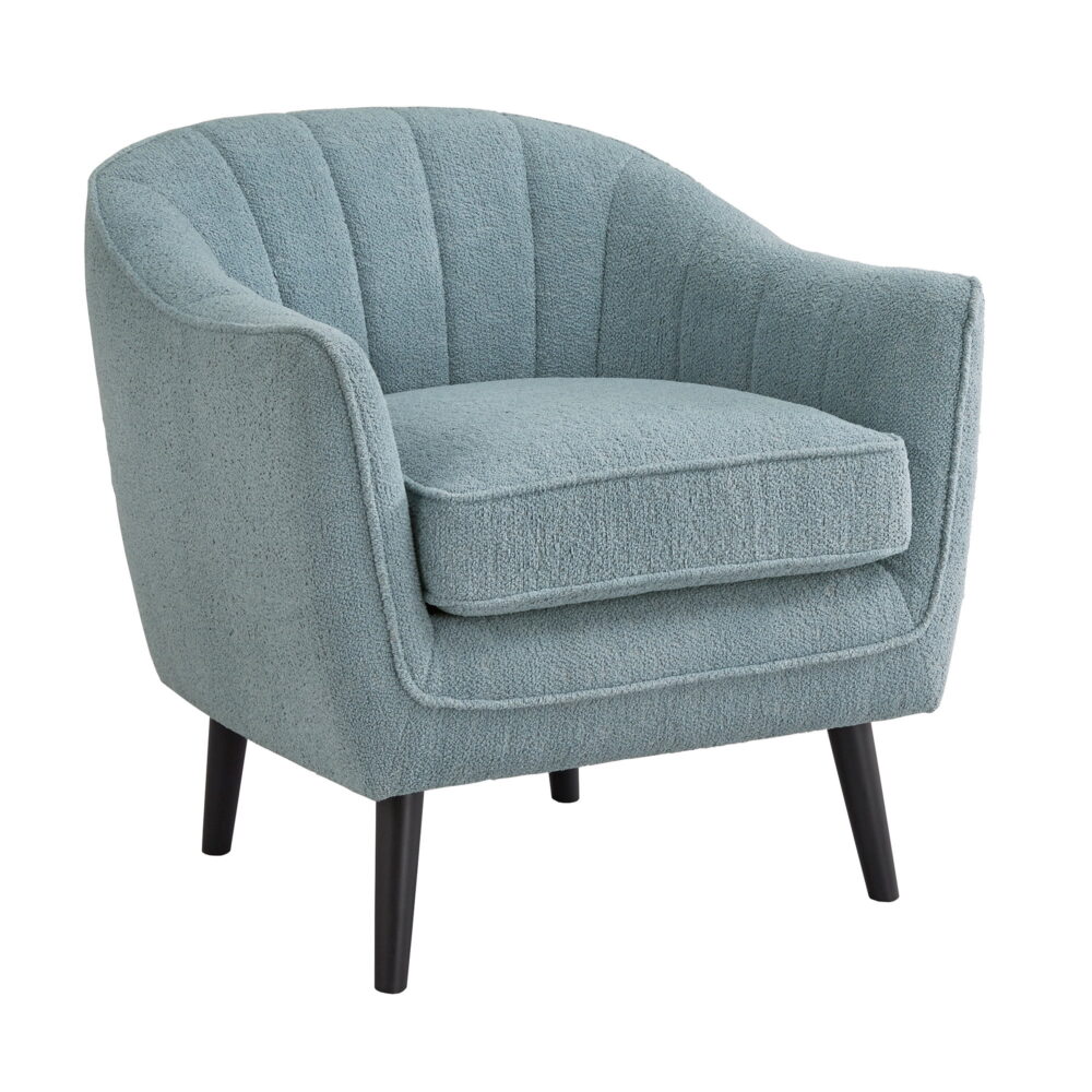 Weston Home Rhyl Mid-Century Modern Channel-Tufted Accent Chair, Blue - Image 6
