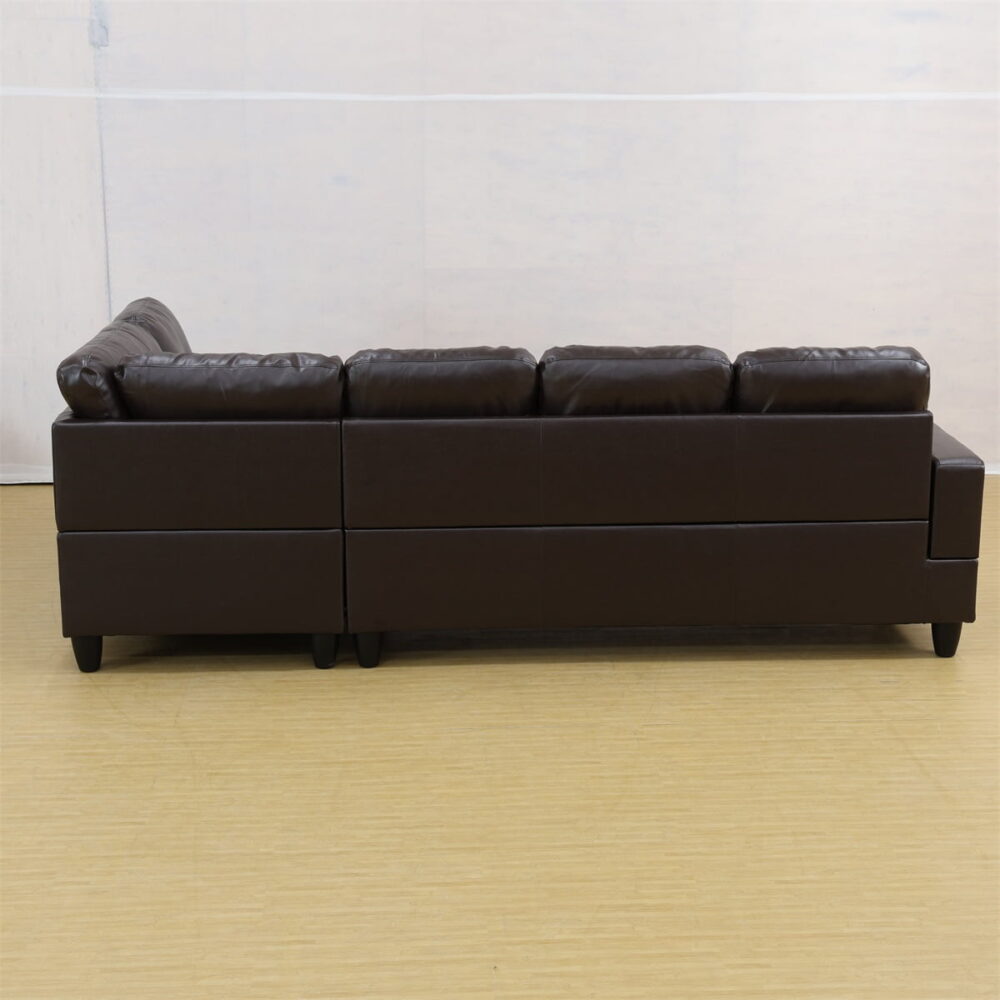 Hommoo Faux Leather Sectional Sofa, 4 Seat Living Room Furniture Sets, Modern L-Shaped Couches and Sofas Set for Home, Brown(No Ottomans) - Image 4