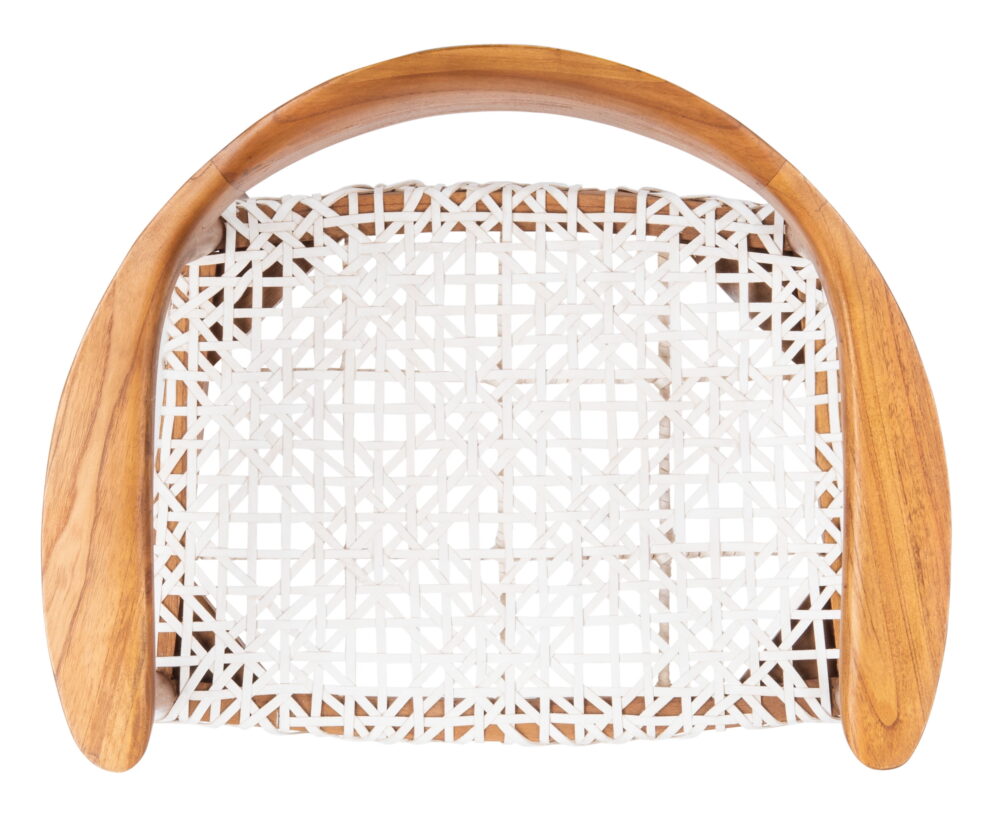 SAFAVIEH Juneau Modern Leather Woven Accent Chair, Natural/White - Image 4