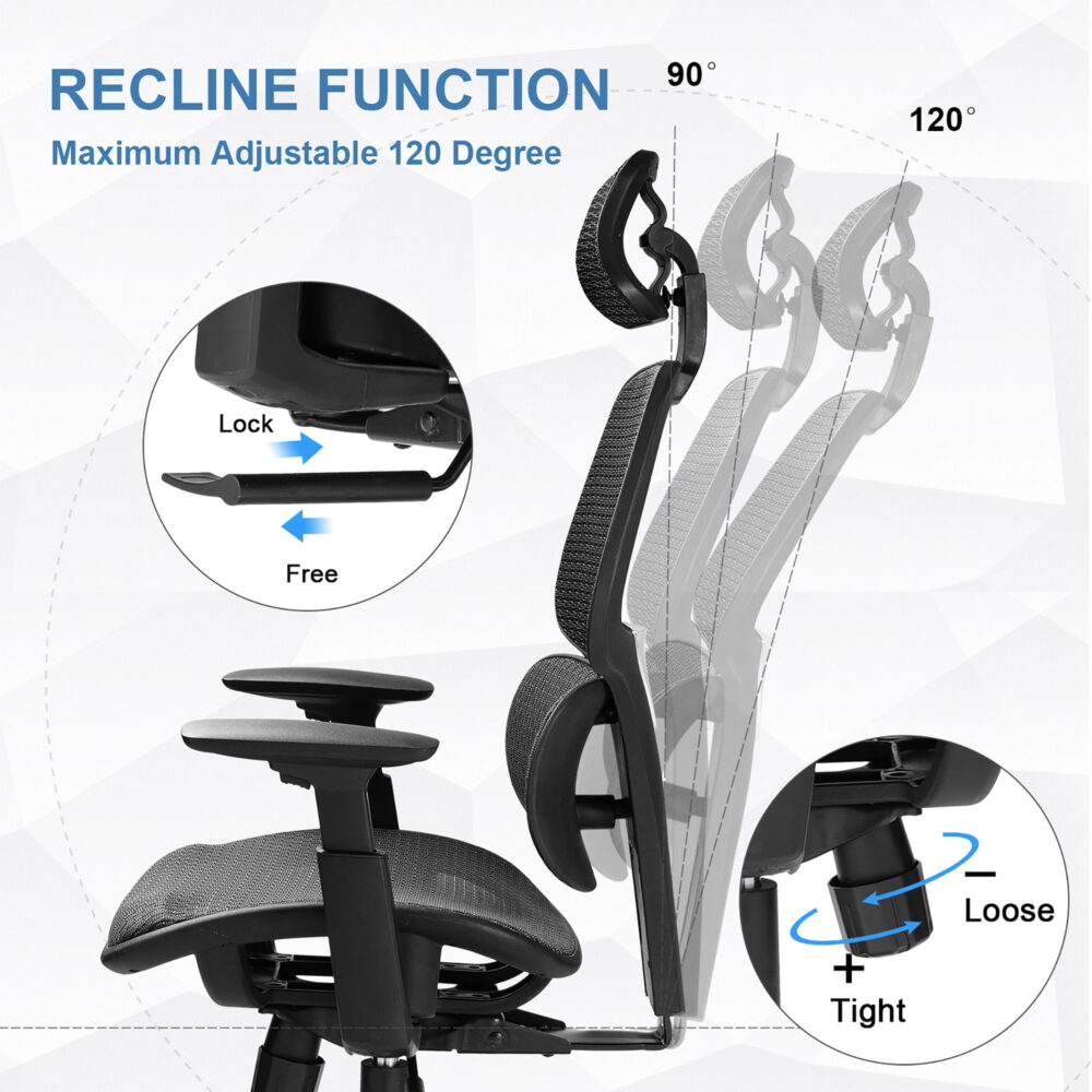 Comhoma Erogonomic High Back Mesh Office Computer Chair, Black - Image 5
