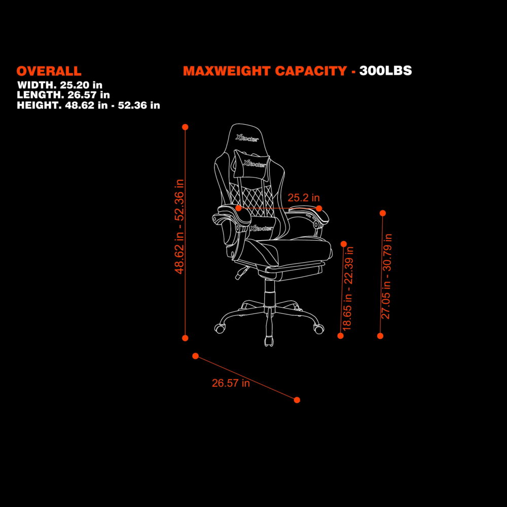 X Rocker Apex PC Gaming Chair with Massage Function and Footrest, Red - Image 2