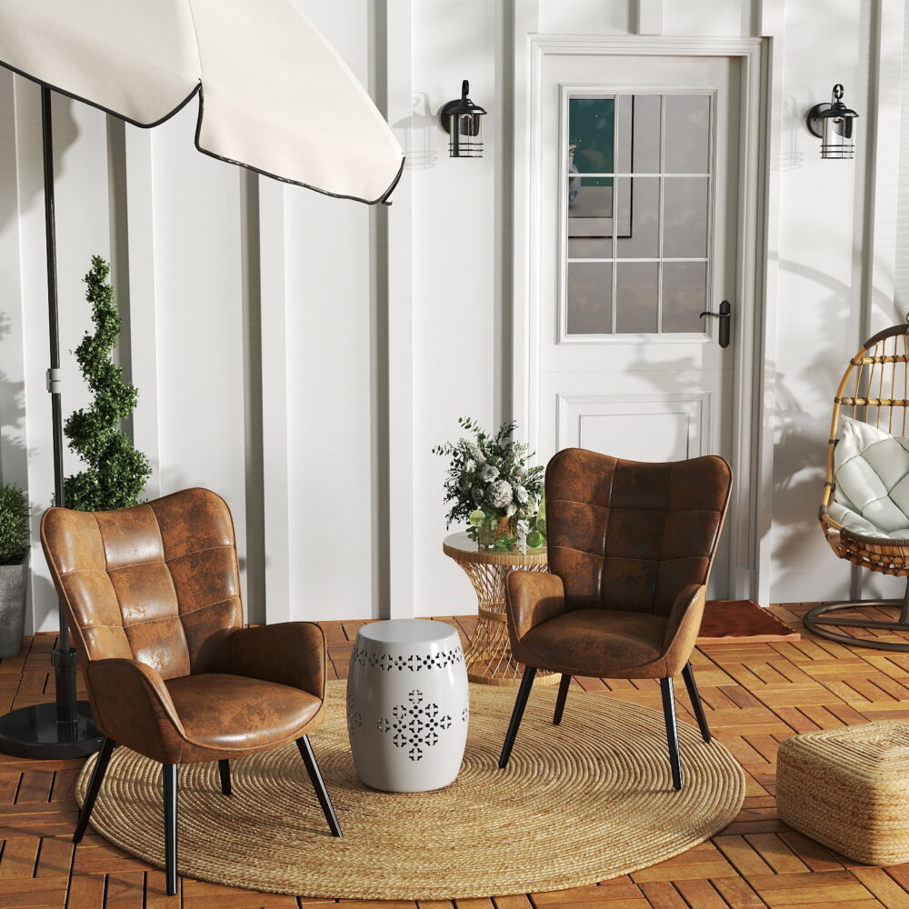 Homy Casa Accent Chair Set of 2 with Armrests, High Back Lounge Chair for Living Room, Bedroom, Vanity - Image 7