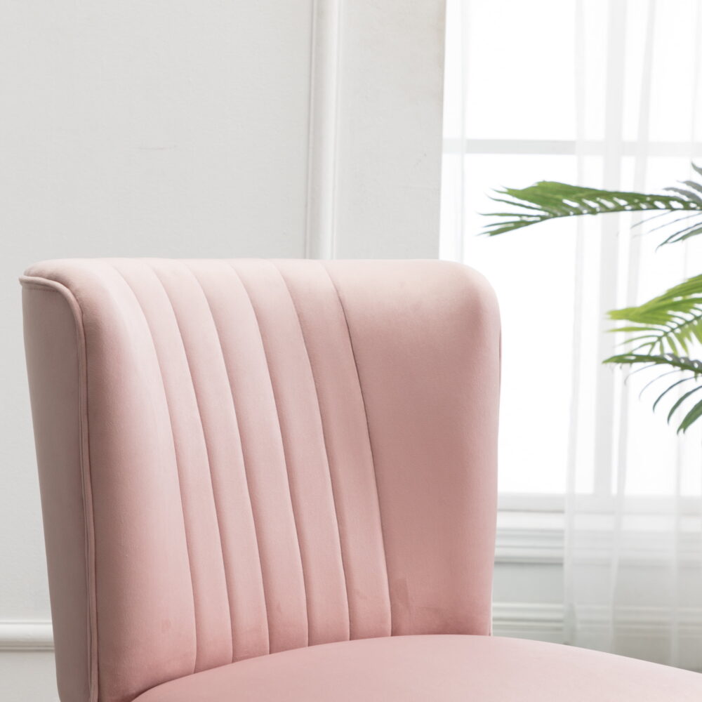 Roundhill Furniture Elon Contemporary Velvet Upholstered Accent Chair, Pink - Image 7
