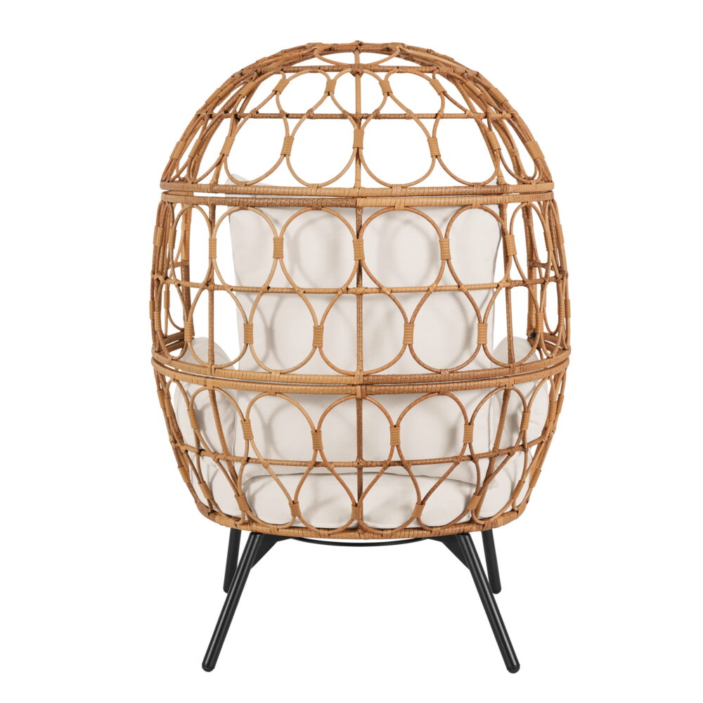 Better Homes & Gardens Willow Sage Steel Wicker Outdoor Egg Chair, Brown - Image 5
