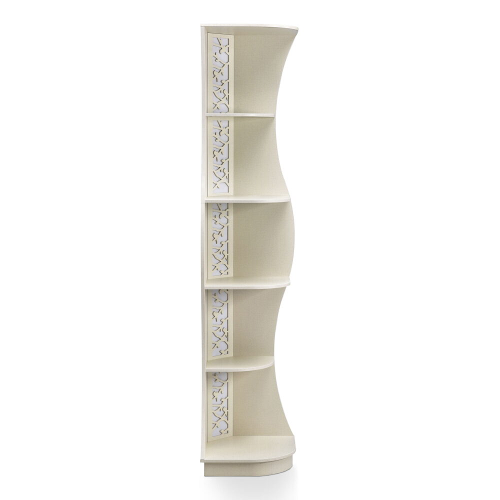 Furniture of America Wilton Adult Contemporary 5-Shelf Corner Bookcase with LED Light, Cream - Image 6